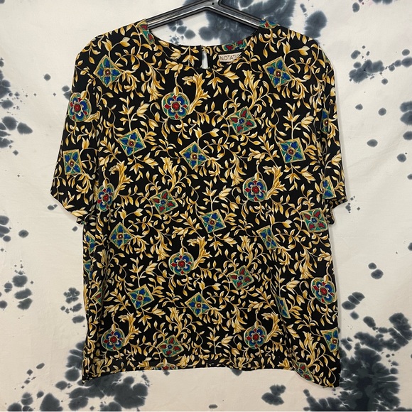 Vintage Notations Gold Leaf Pattern Blouse - Picture 2 of 6